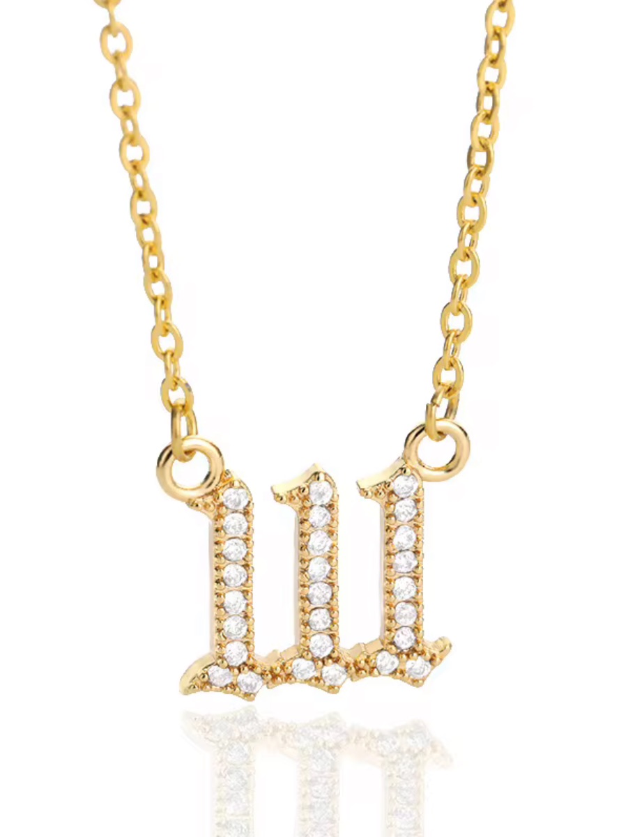 Gold Pav Initial 'W' Necklace - Sparkling Letter Pendant